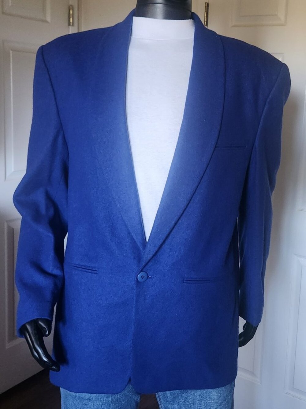 Royal Blue Men's Blazer with Shawl Collar by Officer Gentlman, Size XL
